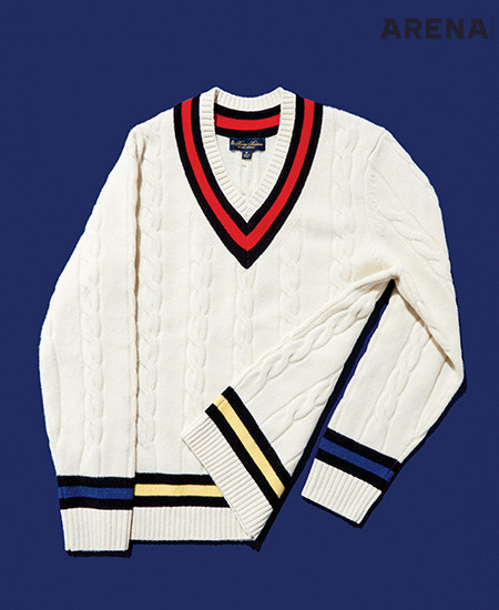3 경쾌한 컬러 포인트를 준 테니스 스웨터 34만원 브룩스 브라더스 제품.