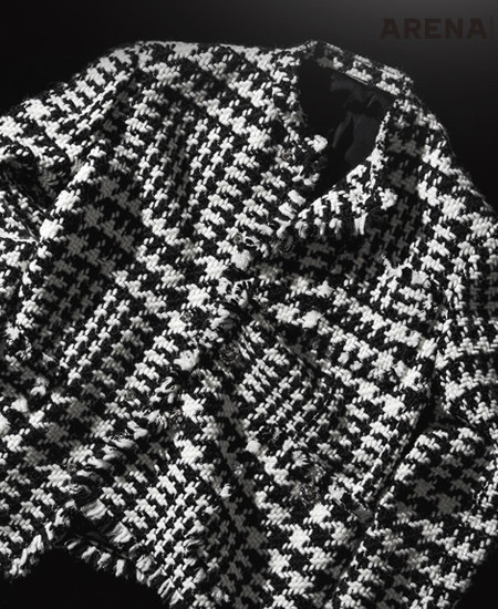 검은색과 흰색 조합의 하운즈투스 체크 트위드 재킷 가격미정 돌체앤가바나 제품.